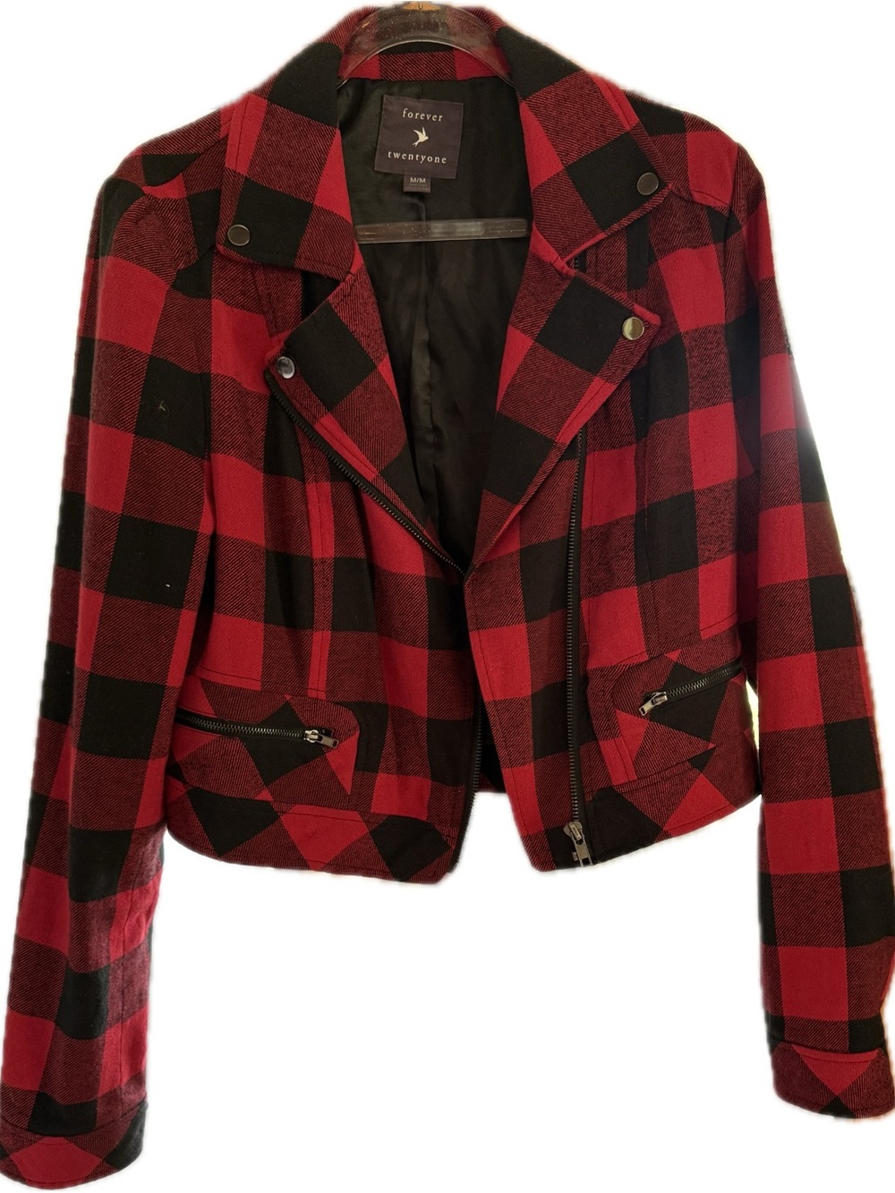 ❤️🖤 Forever 21 Buffalo Plaid Moto Jacket 🖤❤️
